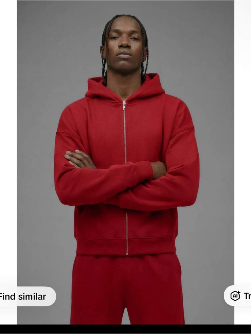 Fashion Nova Men's Red Full-Zip Hoodie Sweater